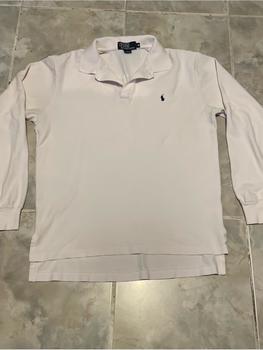 Vintage 90s Polo Ralph Lauren Cotton White Long Sleeve Polo Shirt Men’s SZ M